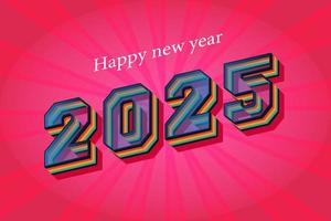 2025 tarjeta de feliz año nuevo efecto de texto retro de moda representación 3d texto personalizado vector