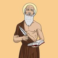 Saint Jerome Doctor Colored Vector Illustration