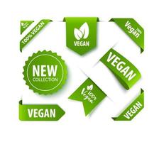Eco organic vector labels tags. Vegan food signs are isolated on white background