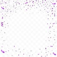 Purple confetti isolated on tansparent background. Ribbons and particles festive illustration. vector