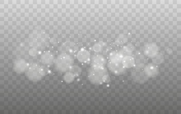 Bokeh lights isolated. Transparent blurred shapes. Abstract light effect.