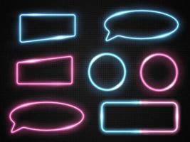 Set of glowing neon banners isolated on black vector