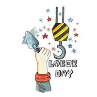Plasterer's watercolor on labor day vector