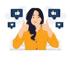 Like hand sign, feedback, public approval, joy, success, happiness, and thumbs up concept illustration vector