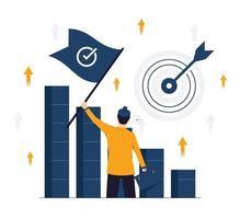 Business plan, Market targeting, achieve target goals, Staff management, Target with an arrows, business challenge and goal achievement concept illustration vector