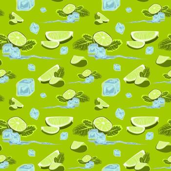 Seamless pattern with lime slices. Vector citrus fruit pattern