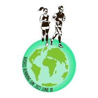 World running day concept vector design for post, banner