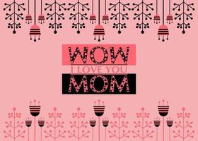 tarjeta de felicitación del día de la madre con flores de estilo minimalista vector ilustración aislada