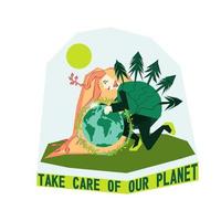 World Environment day or Earth day concept. Save our planet. Vector illustration isolated on white background