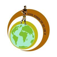 World running day concept vector design for post, banner