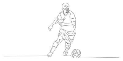 Football, soccer player kicking ball. Isolated vector silhouette. Football defender, striker or goalkeeper