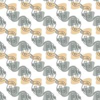 Surreal Faces One Line Seamless Pattern . Abstract Minimalistic Art design for print, cover, wallpaper, Minimal and natural wall art. Vector illustration on white background.