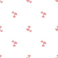 Pink hearts in doodle style. Seamless romantic pattern. Colorful hearts on white vector background. Ready template for design, postcards, print, poster, party, Valentine's day, textile.