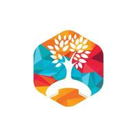 Nature call vector logo design. Handset tree icon design template.
