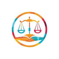 Law education logo design. Vector Libra and open book logo combination.