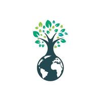 Globe tree vector logo design template. Planet and eco symbol or icon.