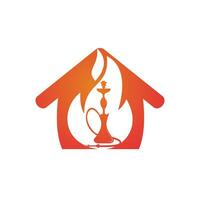 diseño del logotipo del vector de fuego de la cachimba. barra árabe o casa, plantilla de diseño de vector de tienda.