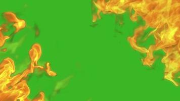 Feuerexplosion Übergang zum grünen Bildschirm der Kamera. realistischer Feuerexplosionsübergang mit Alphakanal. video