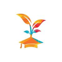 Creative modern nature Education logo design. Graduation cap and tree icon logo. vector