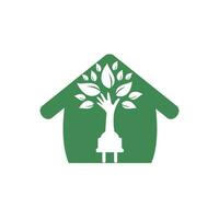 Electric cord and hand tree vector logo design.