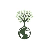 Globe tree vector logo design template. Planet and eco symbol or icon.