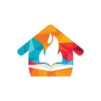 diseño del logotipo del vector de fuego educativo. plantilla de diseño de logotipo de vector de libro de motivación.