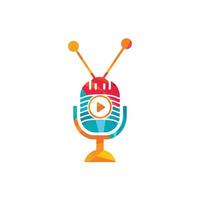 TV podcast vector logo design. Podcast mic and tv icon design.