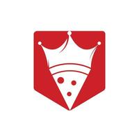 plantilla de diseño del logotipo del vector del rey de la pizza. diseño de icono de corona y rebanada de pizza.