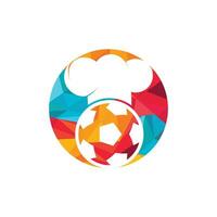 Diseño de logotipo vectorial de chef de fútbol. diseño de icono de pelota de fútbol y sombrero de chef. vector