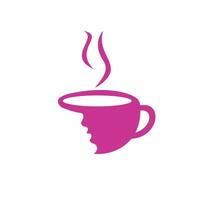 Coffee cup with women face logo vector. Coffee shop logo design. vector