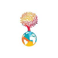 Globe tree vector logo design template. Planet and eco symbol or icon.