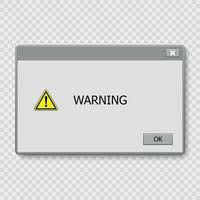Window operating system warning. vector