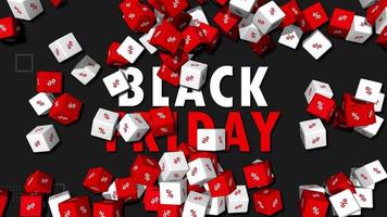 Discount Red and White Percent Cube Falling Black Friday 3D Rendering, Special Offer Background, Luma Matte Selection, Chroma Key video