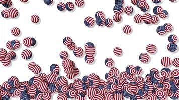 USA Flag 3D Emoji Ball Falling and Filling Screen, United State of America National Day, Chroma Key Green Screen, Luma Matte Selection of Balls