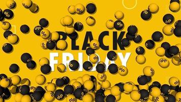Discount Black and yellow Percent Balls Falling Black Friday 3D Rendering, Special Offer Background, Luma Matte Selection, Chroma Key