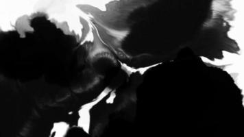 Abstract ink splatter transition in black and white seamless loop. Turbulent painting blot spreading from the center in this contemporary reveal 3D animation. 4K background, VFX overlay. video