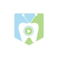 plantilla de diseño de logotipo de vector de tv dental. diseño de iconos de dientes y televisión.