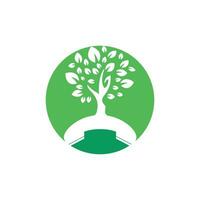 Nature call vector logo design. Handset tree icon design template.