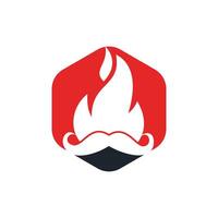 Moustache fire vector logo design template.