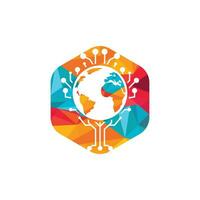 World tech vector logo design template. Globe and tech tree icon design.