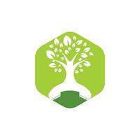 Nature call vector logo design. Handset tree icon design template.