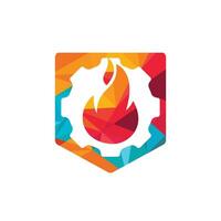 plantilla de diseño de logotipo de vector de engranaje y fuego.