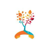 Nature call vector logo design. Handset tree icon design template.