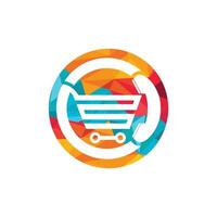 Shopping call vector logo design template illustration. Shopping cart and handset icon.