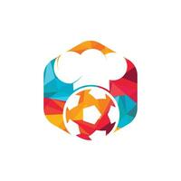 Diseño de logotipo vectorial de chef de fútbol. diseño de icono de pelota de fútbol y sombrero de chef. vector