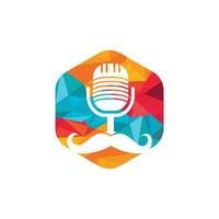 plantilla de diseño de logotipo de podcast de caballero. icono de podcast de bigote. vector