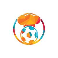 Diseño de logotipo vectorial de chef de fútbol. diseño de icono de pelota de fútbol y sombrero de chef. vector