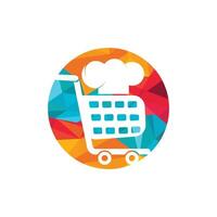 carrito de compras de negocios de ilustración con plantilla de diseño de logotipo de signo de sombrero de chef. vector