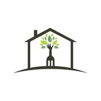 Fork hand tree vector logo design. Restaurant and farming logo concept.
