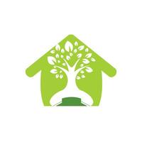 Nature call vector logo design. Handset tree with home icon design template.